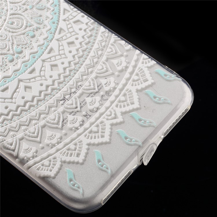 XINCUCO Gradient Lace Pattern TPU Case for iPhone 7 Plus 5.5 inch - White / Cyan-5