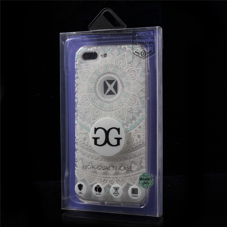 XINCUCO Gradient Lace Pattern TPU Case for iPhone 7 Plus 5.5 inch - White / Cyan-7