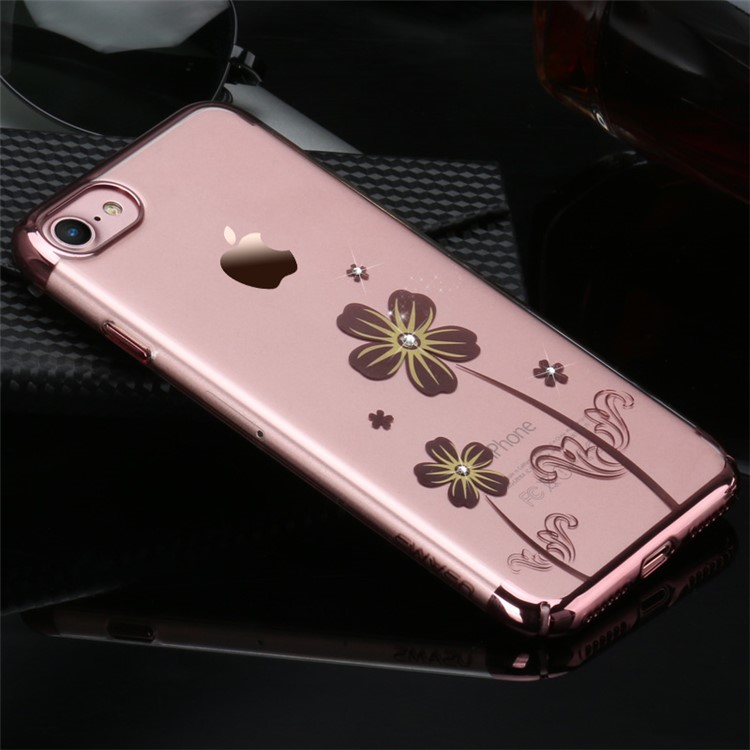 USAMS Diamante Flower Pattern Electroplating PC Ultra-thin Case for iPhone 7 4.7 Inch - Clover-2