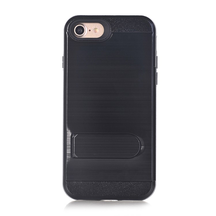 Brushed Plastic + TPU Kickstand Card Slot Combo Case for iPhone 7 4.7 Inch - Black-2