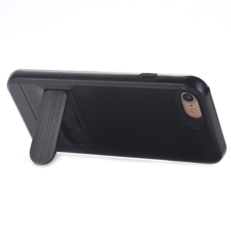 Brushed Plastic + TPU Kickstand Card Slot Combo Case for iPhone 7 4.7 Inch - Black-3