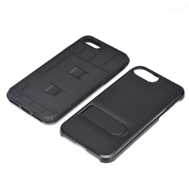 Brushed Plastic + TPU Kickstand Card Slot Combo Case for iPhone 7 4.7 Inch - Black-4