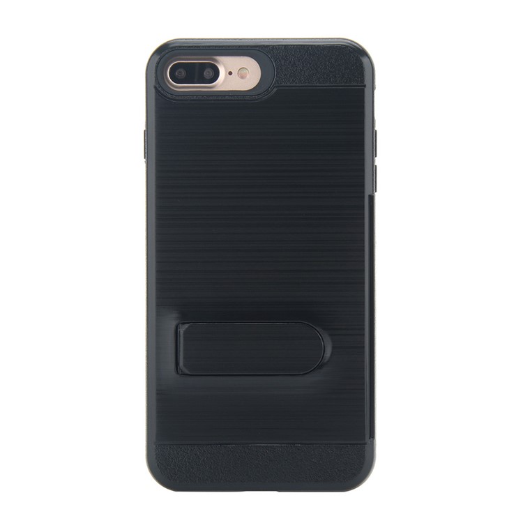 Brushed Plastic + TPU Kickstand Card Holder Case for iPhone 7 Plus 5.5 Inch - Black-2