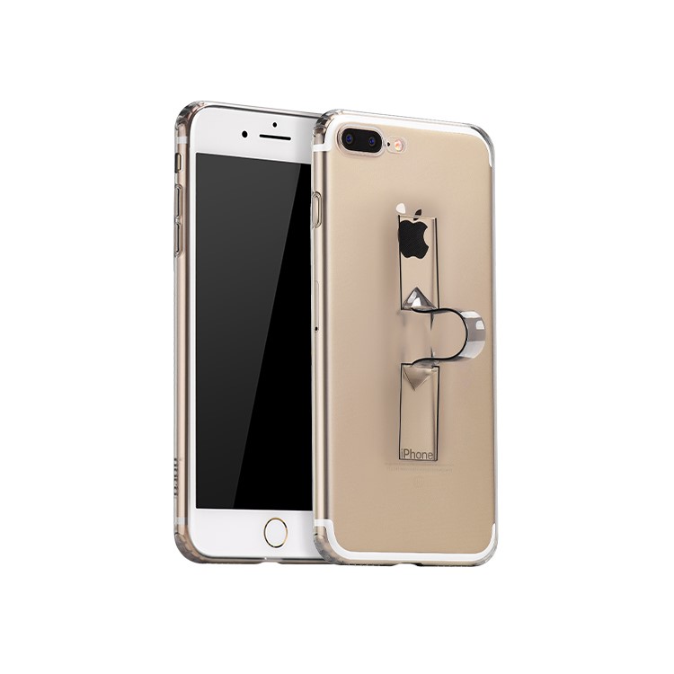 HOCO Finger Ring Kickstand Soft TPU Case for iPhone 7 Plus - Transparent Black-1