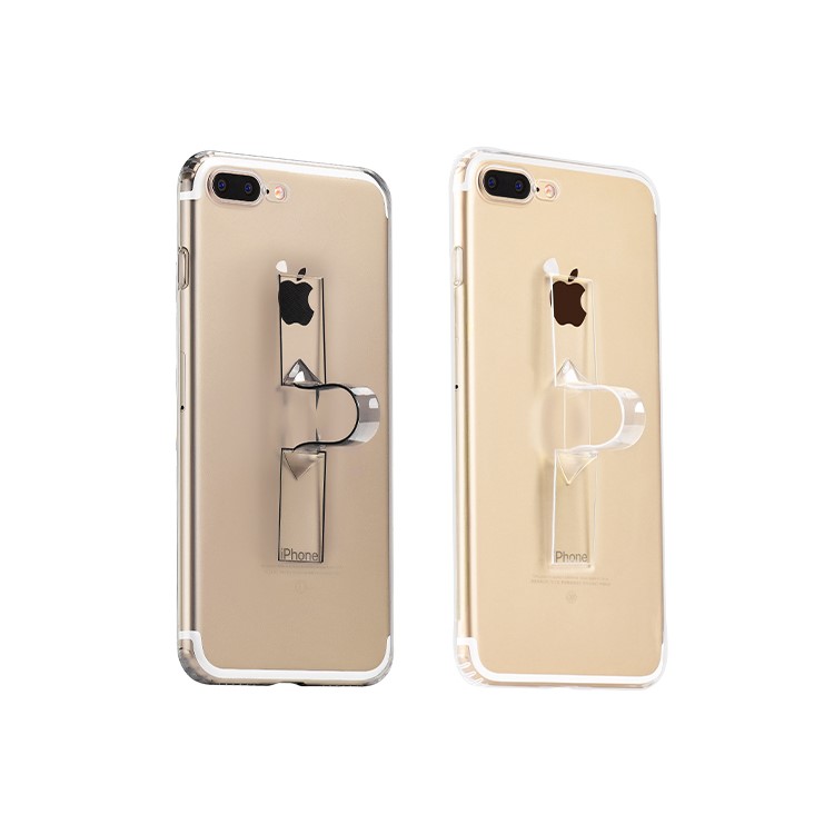 HOCO Finger Ring Kickstand Soft TPU Case for iPhone 7 Plus - Transparent Black-2