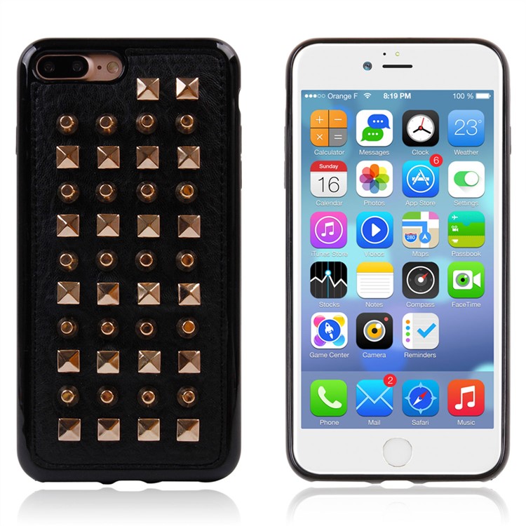 Punk Style 3D Metal Rivet Soft TPU Phone Case for iPhone 7 Plus - Gold / Pyramid Studs and Spikes Rivets-2