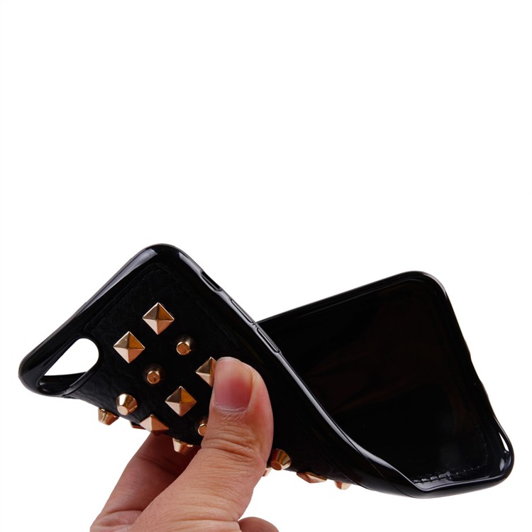 Punk Style 3D Metal Rivet Soft TPU Phone Case for iPhone 7 Plus - Gold / Pyramid Studs and Spikes Rivets-6