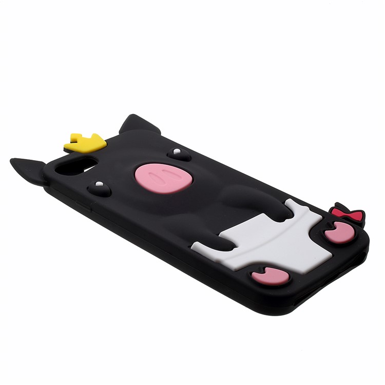 Cute 3D Crown Pig Silicone Case Cover for iPhone 7 4.7 inch - Black-2