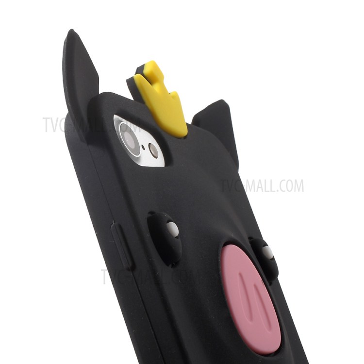 Cute 3D Crown Pig Silicone Case Cover for iPhone 7 4.7 inch - Black-7