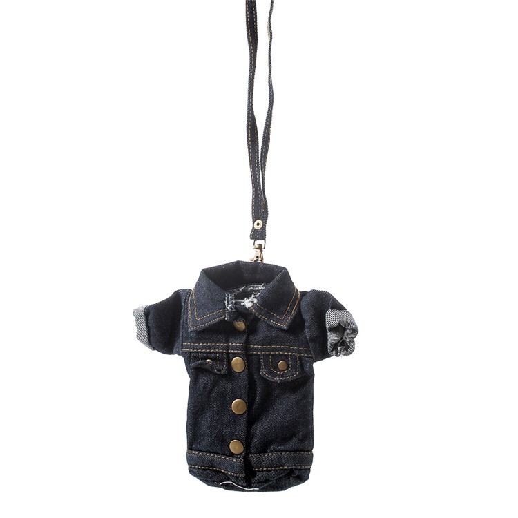 Universal Stylish Denim Jacket Phone Pouch Case for iPhone 7 Plus with Strap - Black-5