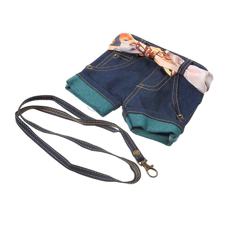 Universal Stylish Jeans Phone Pouch Case for iPhone 7 Plus with Strap - Green-1