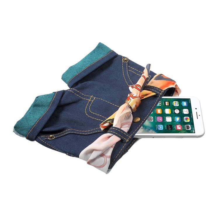 Universal Stylish Jeans Phone Pouch Case for iPhone 7 Plus with Strap - Green-5
