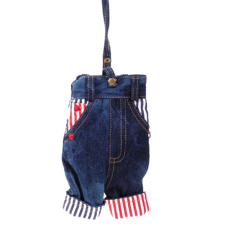 Cropped Jeans Cloth Pouch with Strap for iPhone 7 Plus, Size: 167 x 92mm - Dark Blue-1