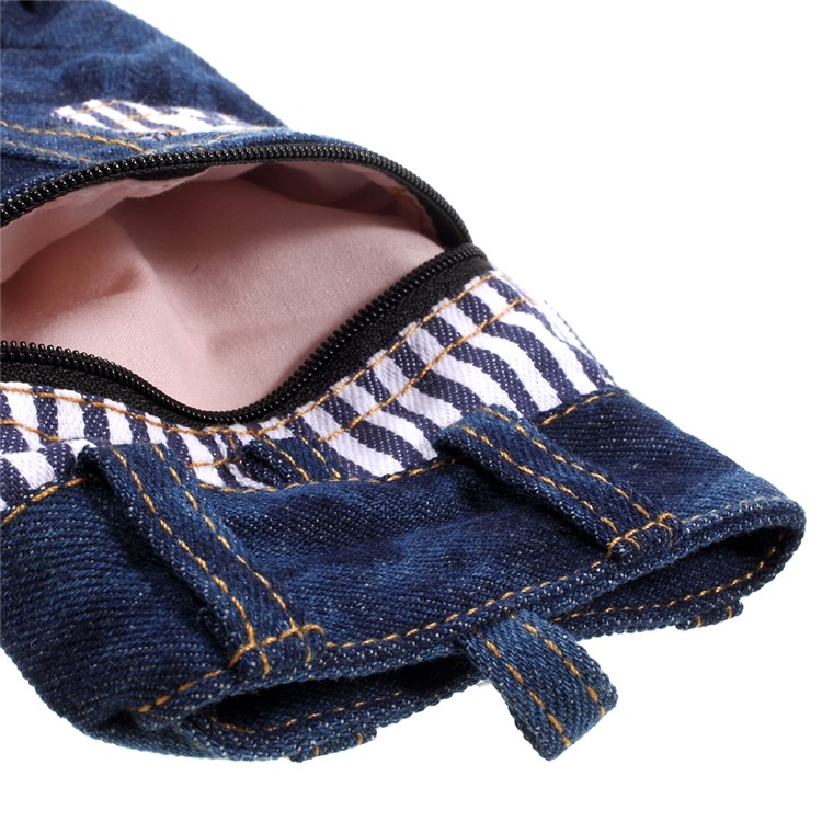 Cropped Jeans Cloth Pouch with Strap for iPhone 7 Plus, Size: 167 x 92mm - Dark Blue-4