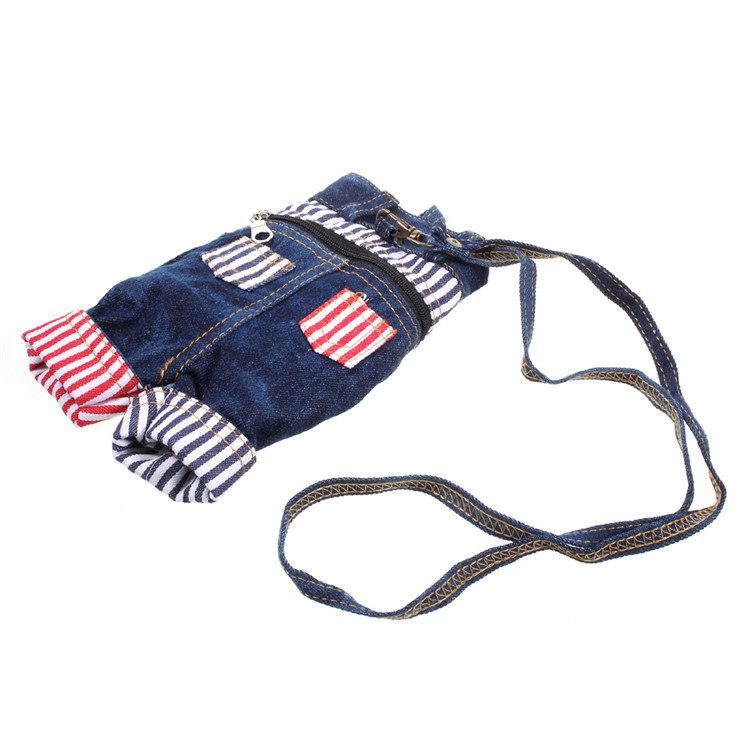 Cropped Jeans Cloth Pouch with Strap for iPhone 7 Plus, Size: 167 x 92mm - Dark Blue-7