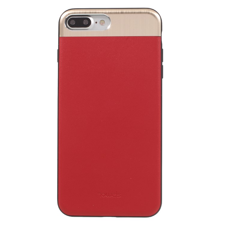 TOWEIS for iPhone 7 Plus 5.5 inch Leather Coated Hybrid PC + TPU Phone Case - Red-2