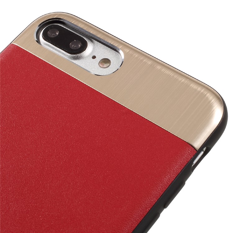 TOWEIS for iPhone 7 Plus 5.5 inch Leather Coated Hybrid PC + TPU Phone Case - Red-3