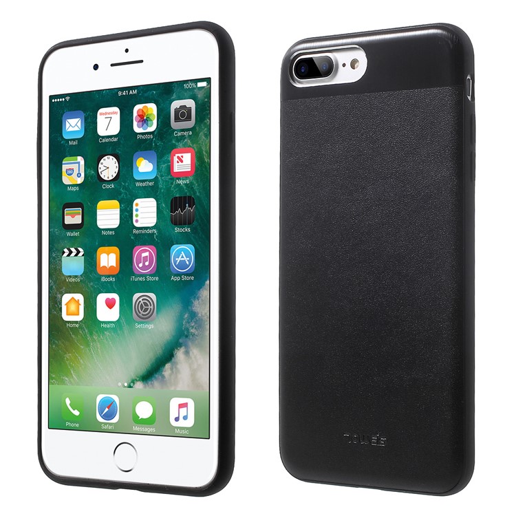 TOWEIS for iPhone 7 Plus 5.5 inch Leather Coated PC + TPU Hybrid Shell - Black-1