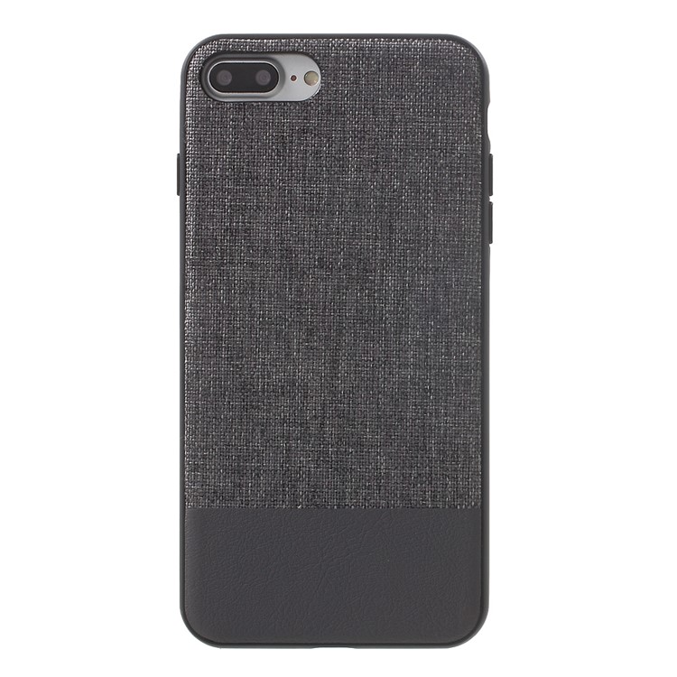 J-CASE Style Series for iPhone 7 Plus Linen and Leather Coated PC TPU Hybrid Case - Grey-2