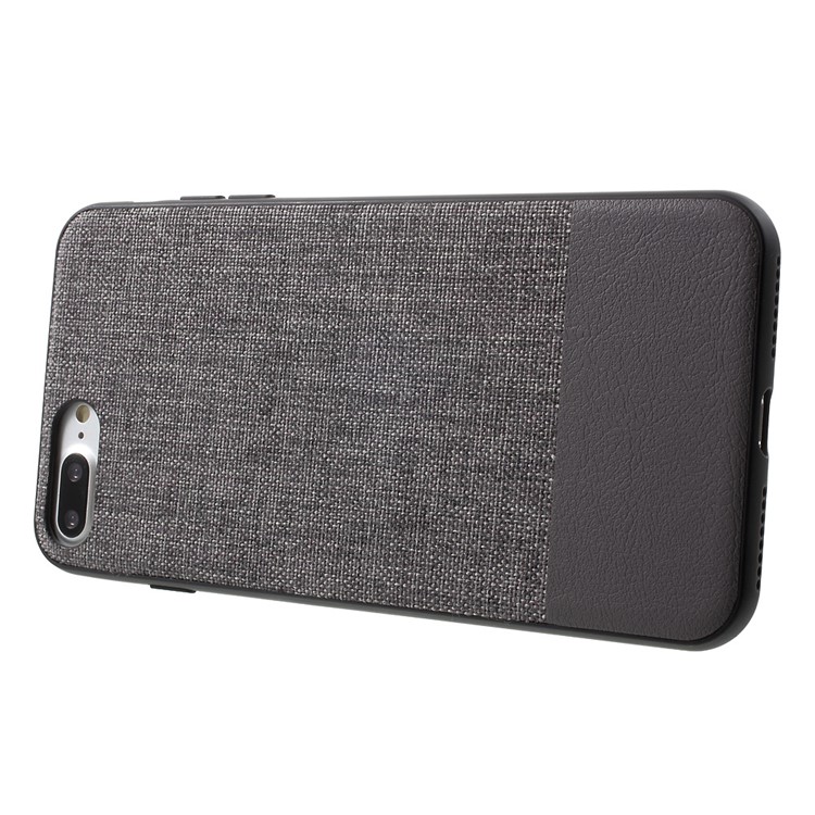 J-CASE Style Series for iPhone 7 Plus Linen and Leather Coated PC TPU Hybrid Case - Grey-3