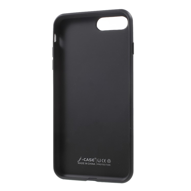 J-CASE Style Series for iPhone 7 Plus Linen and Leather Coated PC TPU Hybrid Case - Grey-4