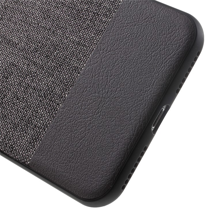 J-CASE Style Series for iPhone 7 Plus Linen and Leather Coated PC TPU Hybrid Case - Grey-5