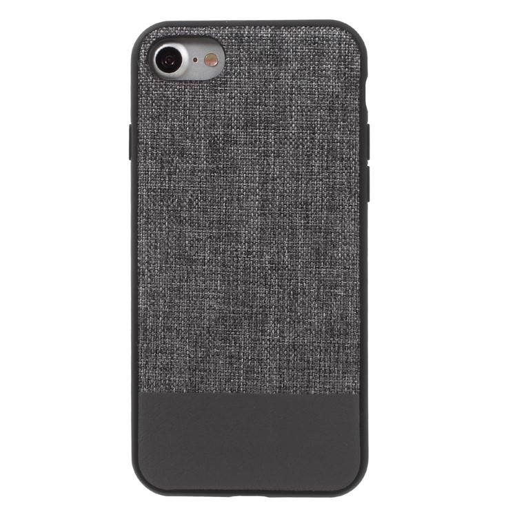 J-CASE Style Series Case for iPhone 7 Linen and Leather Coated PC TPU Hybrid Phone Cover - Grey-2