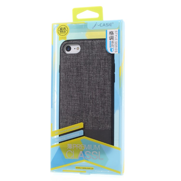 J-CASE Style Series Case for iPhone 7 Linen and Leather Coated PC TPU Hybrid Phone Cover - Grey-6
