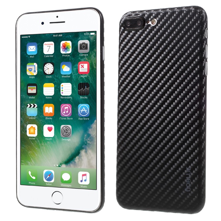 COBLUE Carbon Fiber Texture Super Thin PP Phone Cover for iPhone 7 Plus - Black-1