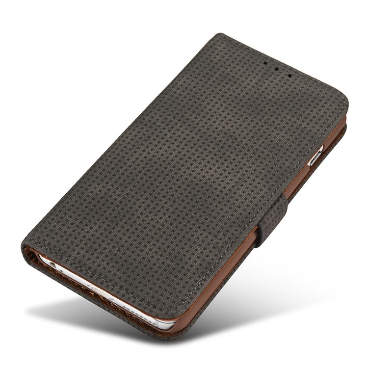 Mesh Heat Dissipation Retro Leather Wallet Stand Case for iPhone 7 4.7 inch - Grey-10