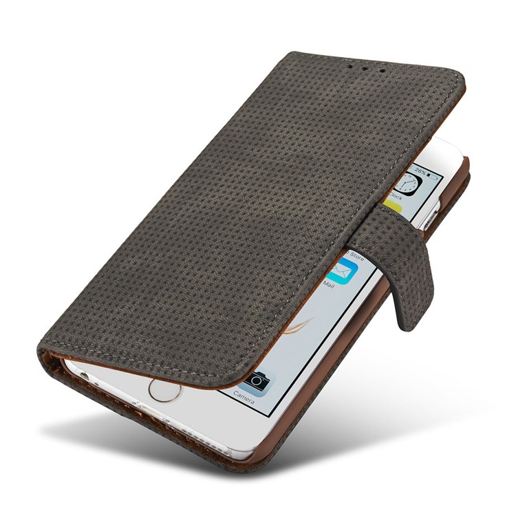 Mesh Heat Dissipation Retro Leather Wallet Stand Case for iPhone 7 4.7 inch - Grey-11
