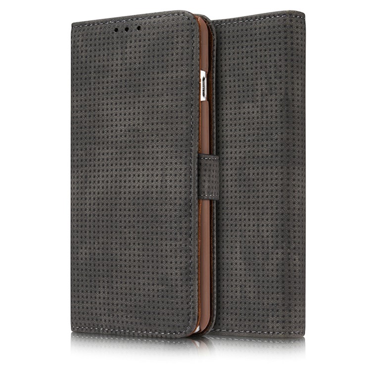 Mesh Heat Dissipation Retro Leather Wallet Stand Case for iPhone 7 4.7 inch - Grey-14