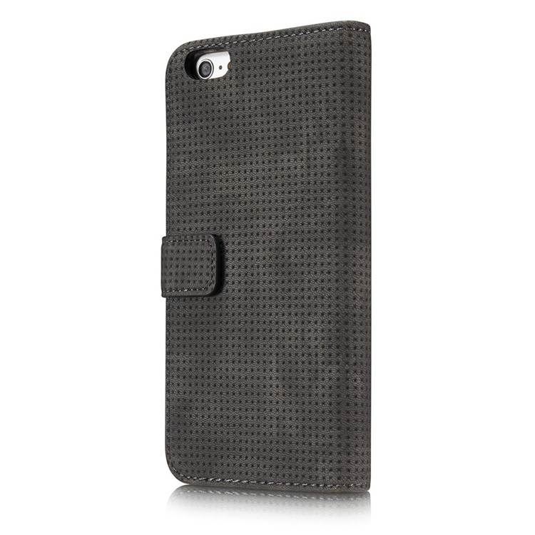 Mesh Heat Dissipation Retro Leather Wallet Stand Case for iPhone 7 4.7 inch - Grey-3