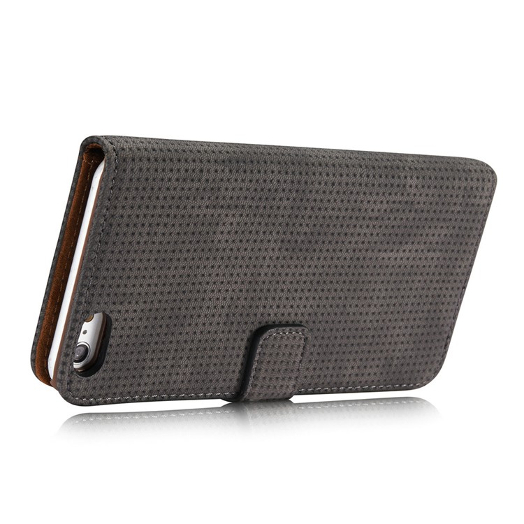 Mesh Heat Dissipation Retro Leather Wallet Stand Case for iPhone 7 4.7 inch - Grey-4