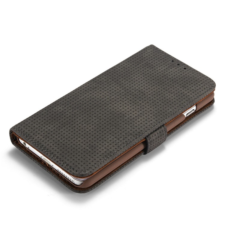 Mesh Heat Dissipation Retro Leather Wallet Stand Case for iPhone 7 4.7 inch - Grey-9