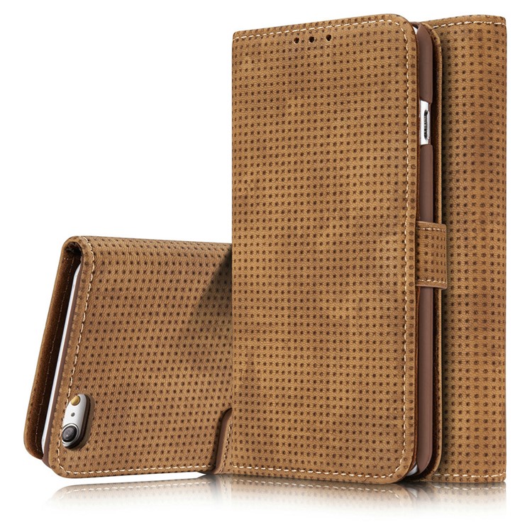 

Mesh Pattern Retro Leather Flip Case with Card Slots for iPhone 7 4.7 inch - Brown, iPhone 7