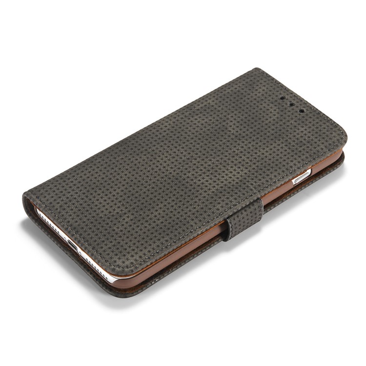Mesh Heat Dissipation Retro Leather Wallet Stand Case for iPhone 7 Plus 5.5 inch - Grey-10