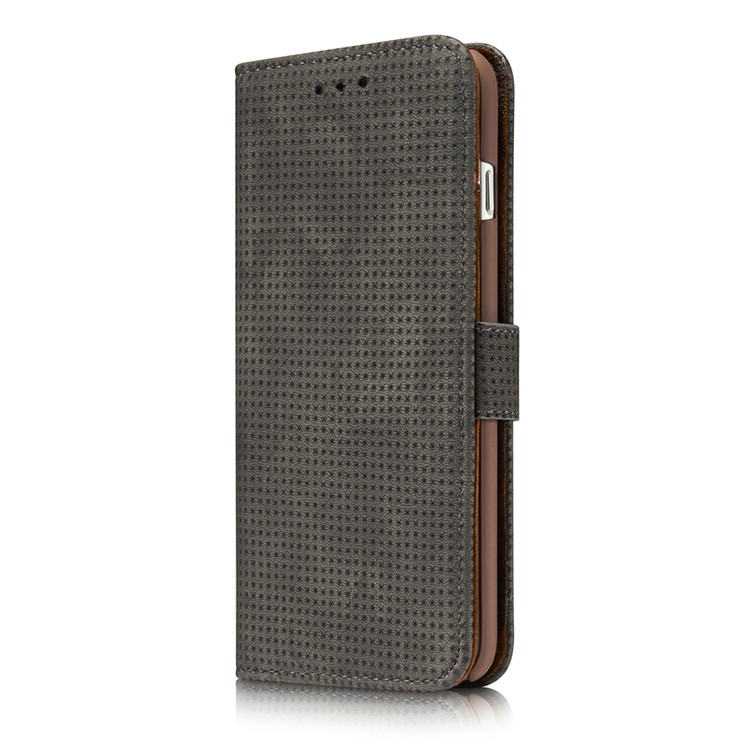Mesh Heat Dissipation Retro Leather Wallet Stand Case for iPhone 7 Plus 5.5 inch - Grey-2