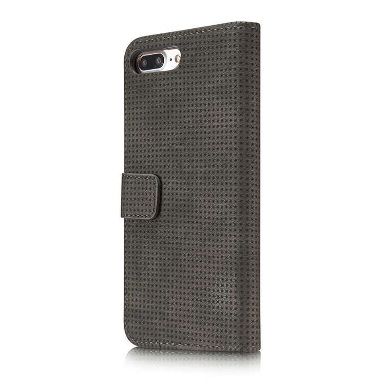 Mesh Heat Dissipation Retro Leather Wallet Stand Case for iPhone 7 Plus 5.5 inch - Grey-3