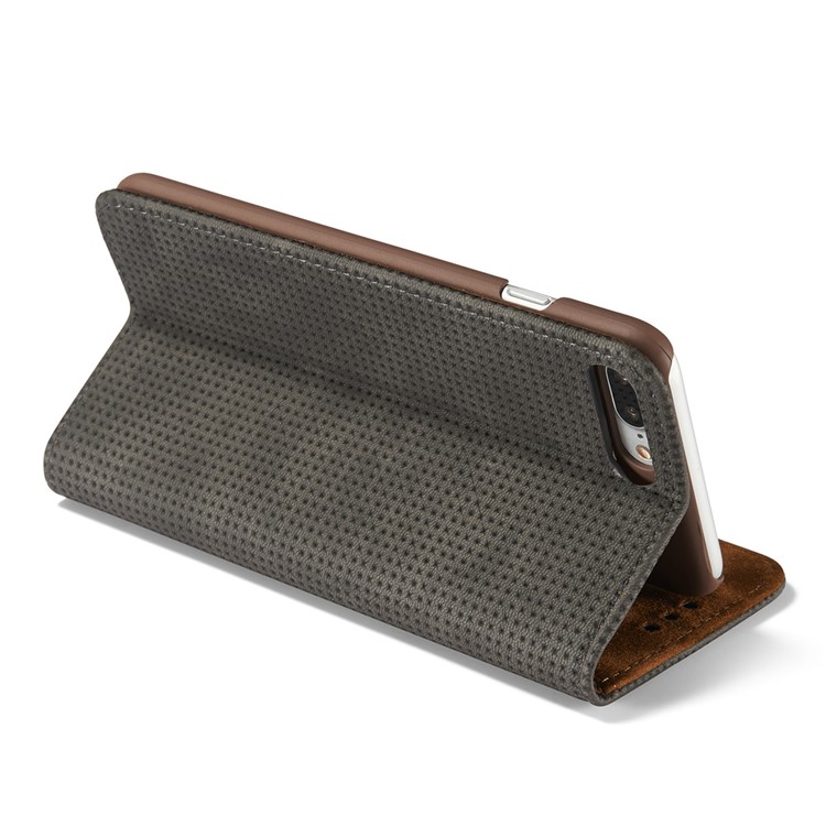 Mesh Heat Dissipation Retro Leather Wallet Stand Case for iPhone 7 Plus 5.5 inch - Grey-8