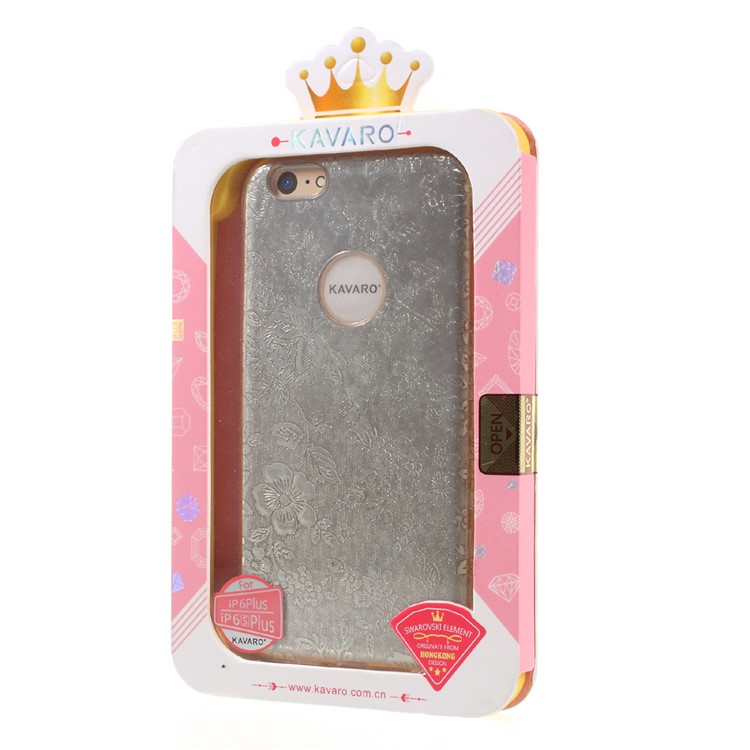 KAVARO Printing Flower Glittery TPU + PC Case for iPhone 6s Plus/6 Plus - Silver-7