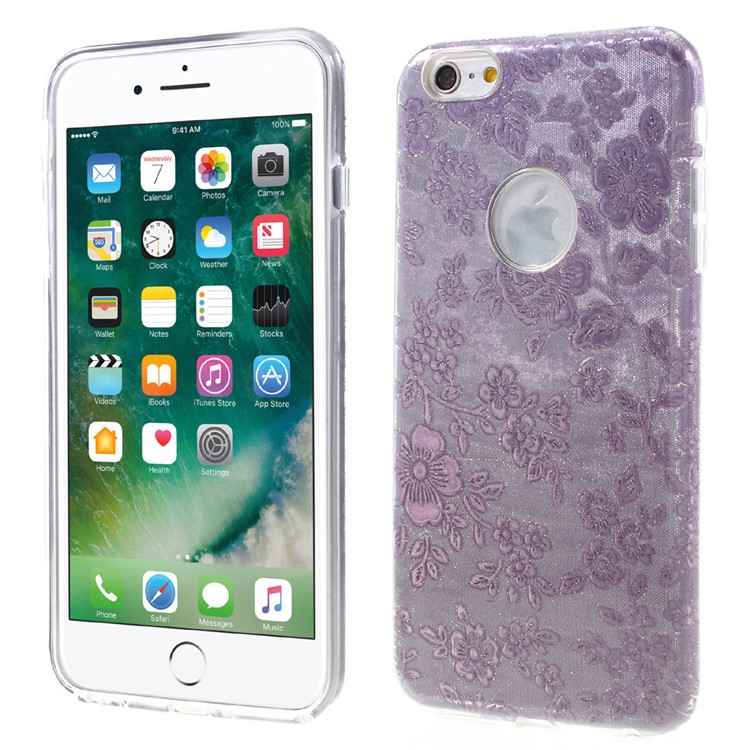 

KAVARO Printing Flower Glitter TPU + PC Hybrid Shell for iPhone 6s Plus/6 Plus - Purple