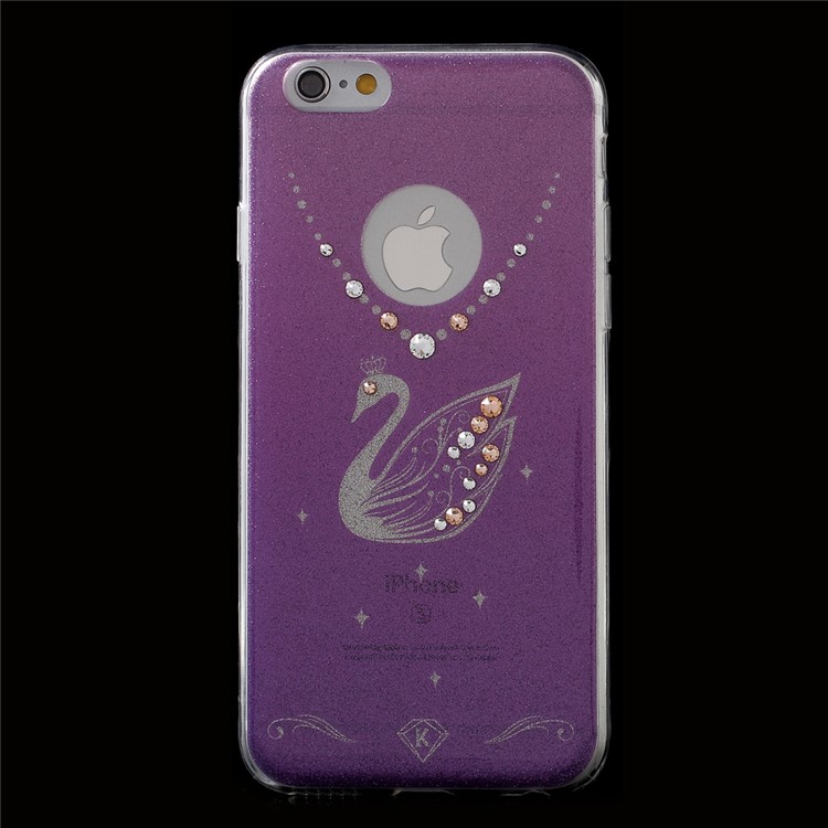 KAVARO Glittering Swan Diamante IMD TPU Phone Case for iPhone 6S / 6 4.7 inch - Purple-1