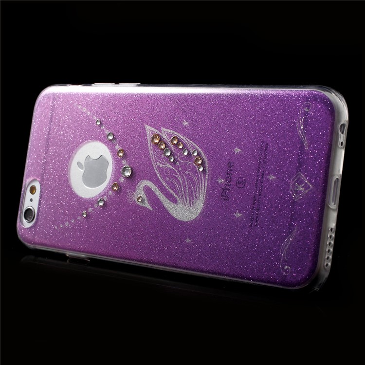 KAVARO Glittering Swan Diamante IMD TPU Phone Case for iPhone 6S / 6 4.7 inch - Purple-4