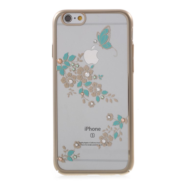 KAVARO Butterfly Flower Diamond Plating PC Cover for iPhone 6s/6 4.7 Inch - Blue-1