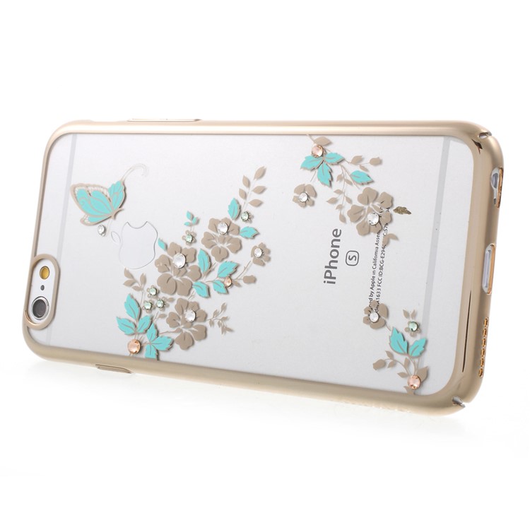 KAVARO Butterfly Flower Diamond Plating PC Case for iPhone 6s Plus/6 Plus - Blue-4