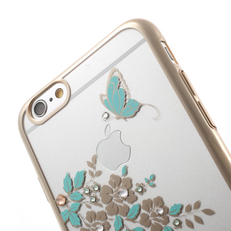 KAVARO Butterfly Flower Diamond Plating PC Case for iPhone 6s Plus/6 Plus - Blue-5