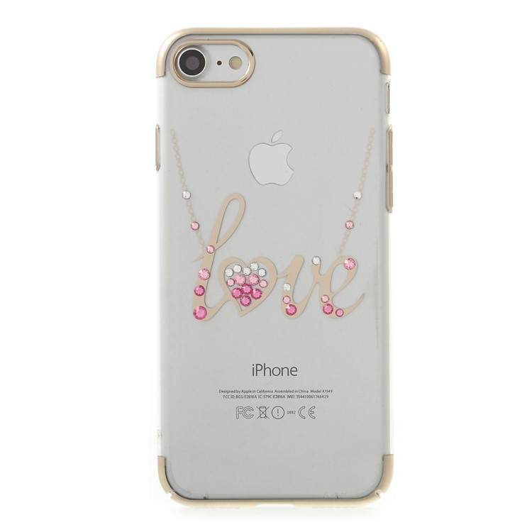 KAVARO Crystal Silk-screen Printing Plated PC Back Case for iPhone 7 4.7 - Love-1