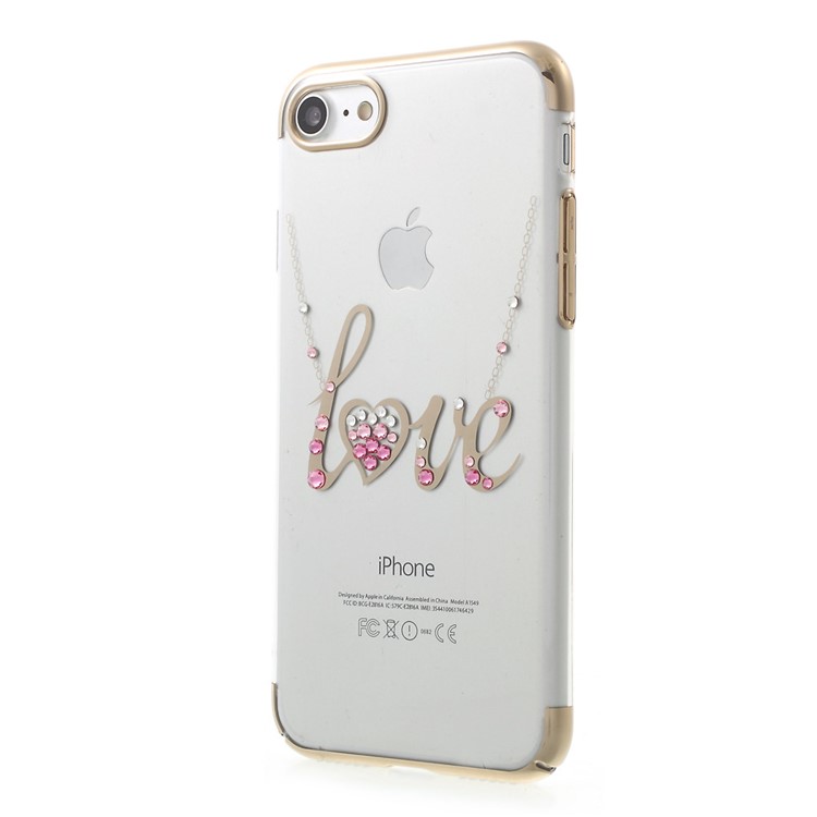 KAVARO Crystal Silk-screen Printing Plated PC Back Case for iPhone 7 4.7 - Love-3