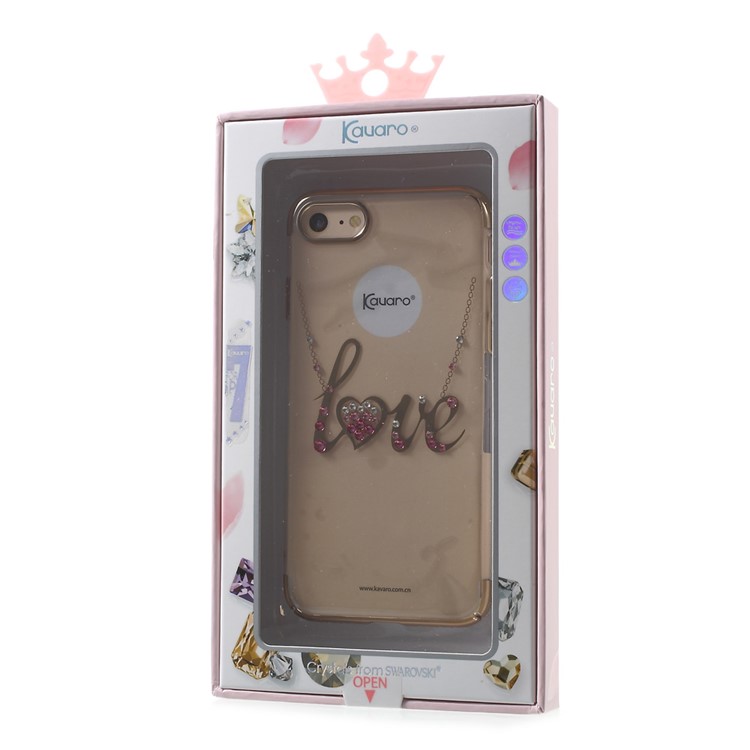 KAVARO Crystal Silk-screen Printing Plated PC Back Case for iPhone 7 4.7 - Love-9